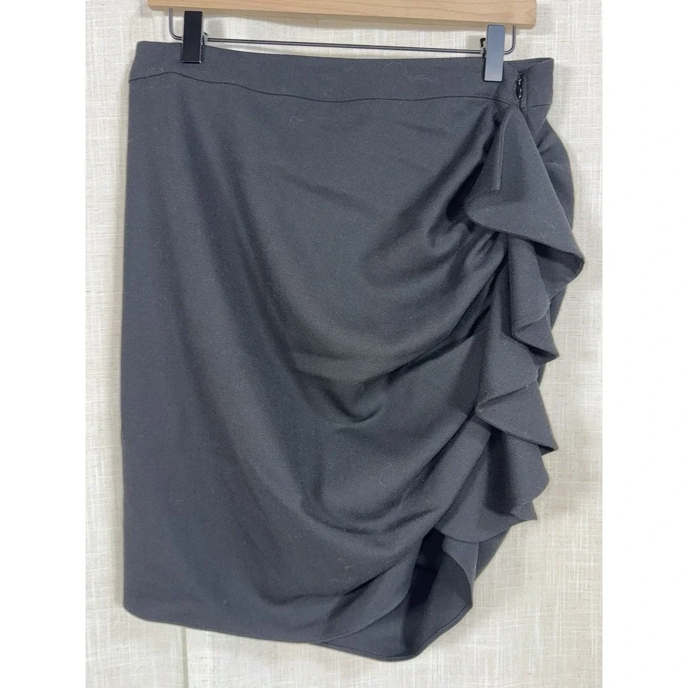 NWT Marie Oliver‎ Rachel Women's Rugged Ruched Wool Black Skirt 8 MSRP $238